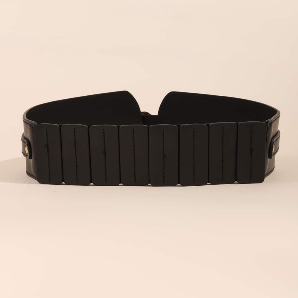 New! Black Corset Belt Vegan Leather Wide (7463) NWOT - Picture 2 of 5